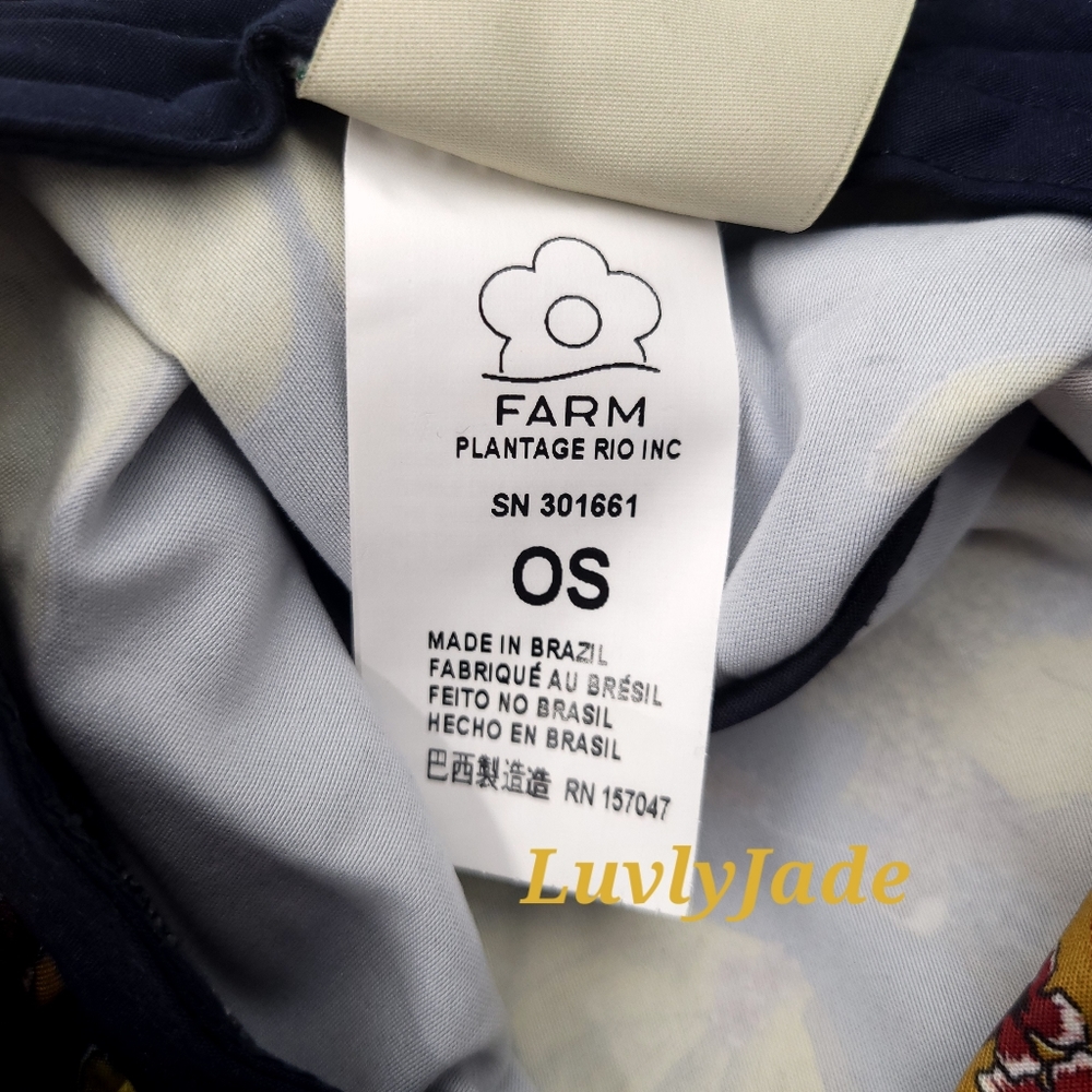 FARM RIO Mermaid Banana Blue Sun Extra Wide Slouchy Bucket Hat w/ Straps - Picture 8 of 11